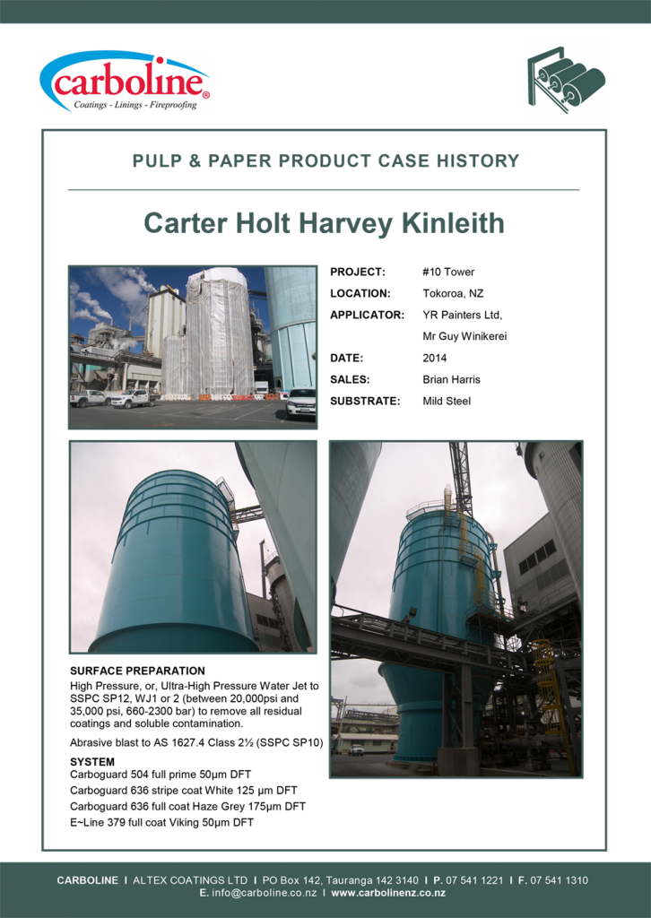 Carboline Pulp & Paper Case History For CHH Kinleith