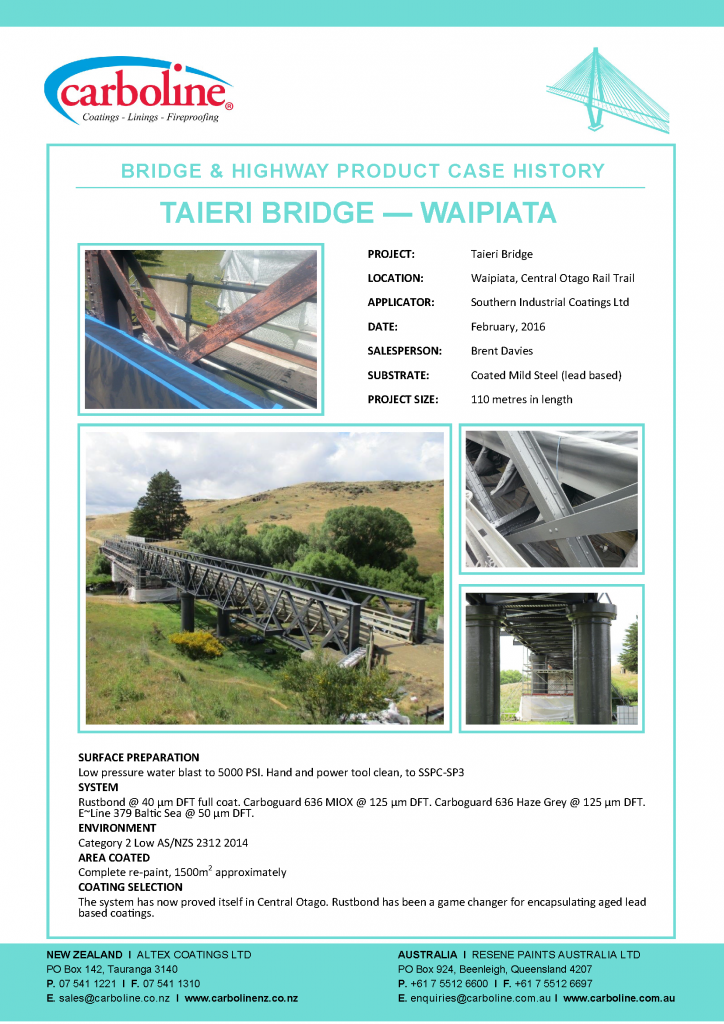 Taieri Bridge - Waipiata Case Hist Feb 2016