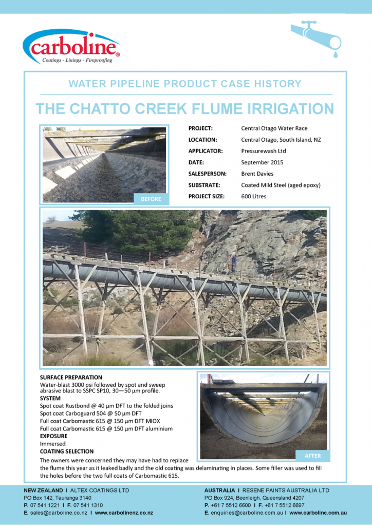 The Chatto Creek Flume Irrigation Sept 2015