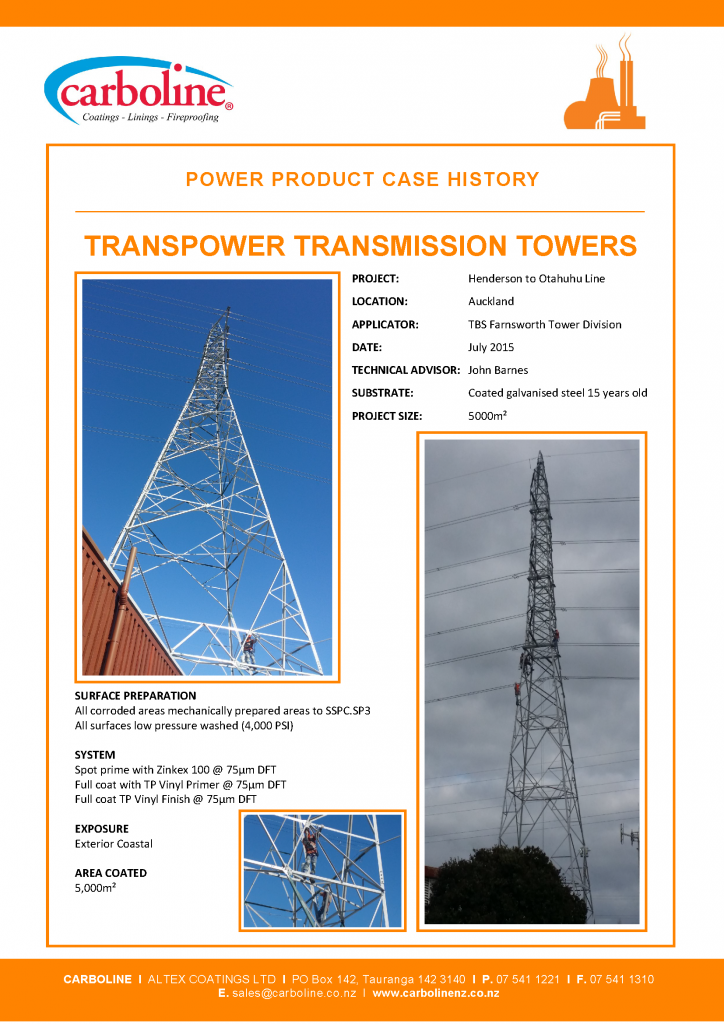 Transpower Trans Towers CASE HIST - July 2015