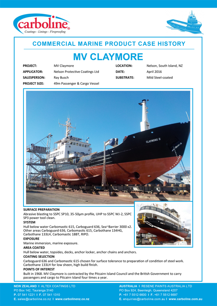 MV Claymore Case Hist Apr 2016